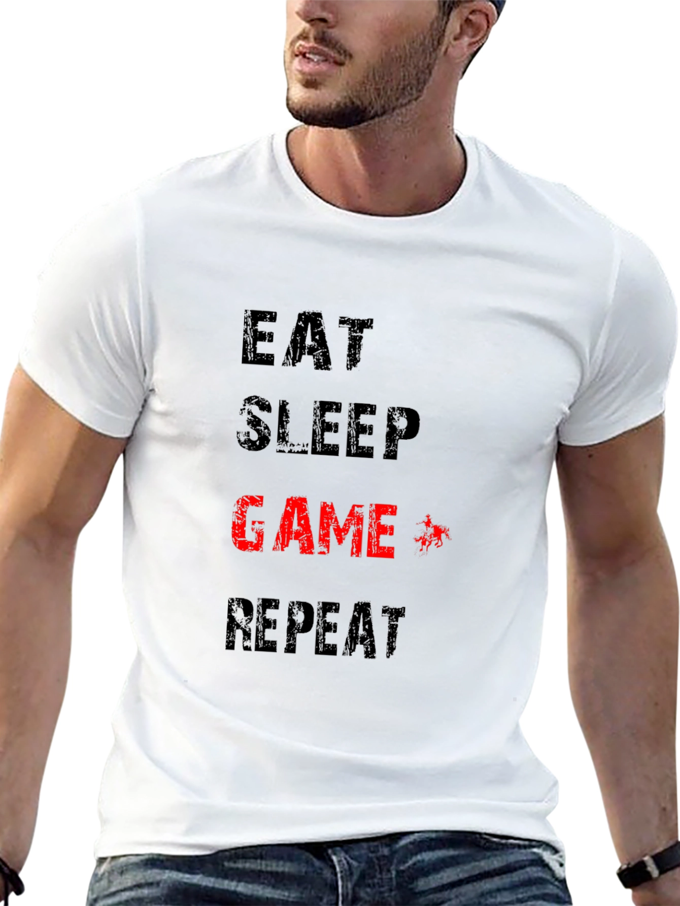 Eat Sleep Game Repeat Black T-Shirt