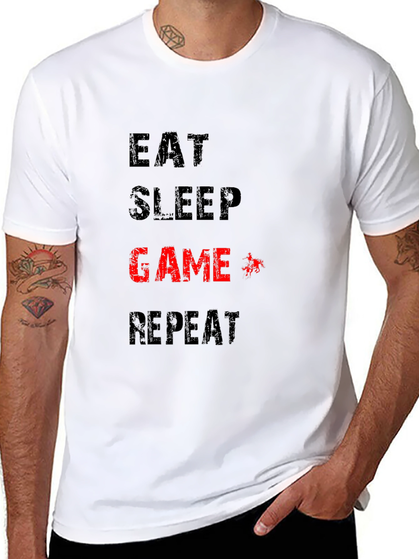 Eat Sleep Game Repeat Black T-Shirt