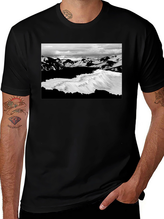 Black Graphic Tee - Iceland Landscape