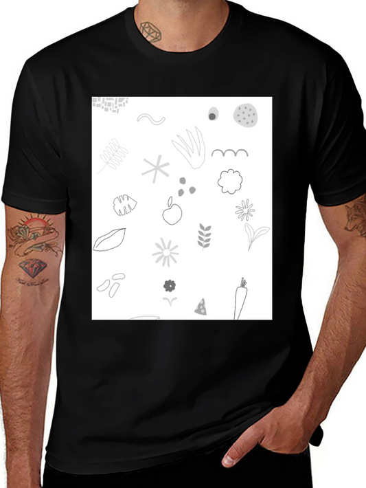 Nature Pattern Black T-Shirt