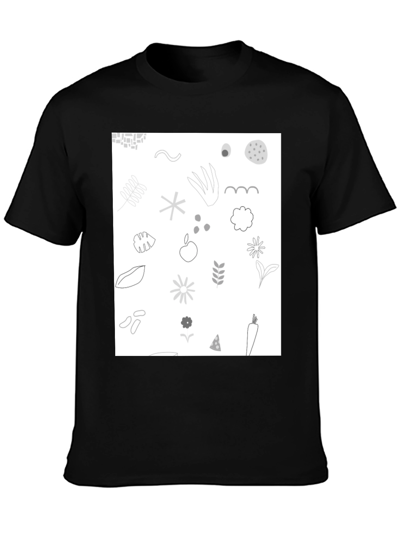 Nature Pattern Black T-Shirt