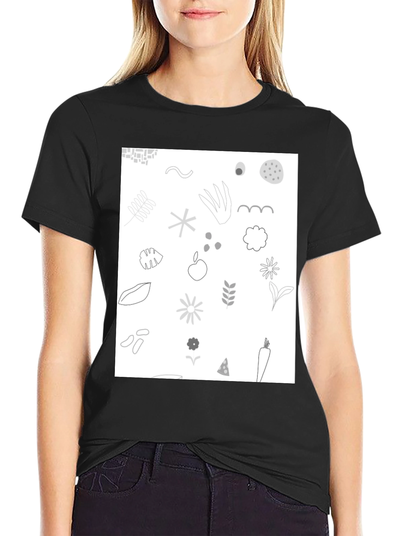 Nature Pattern Black T-Shirt