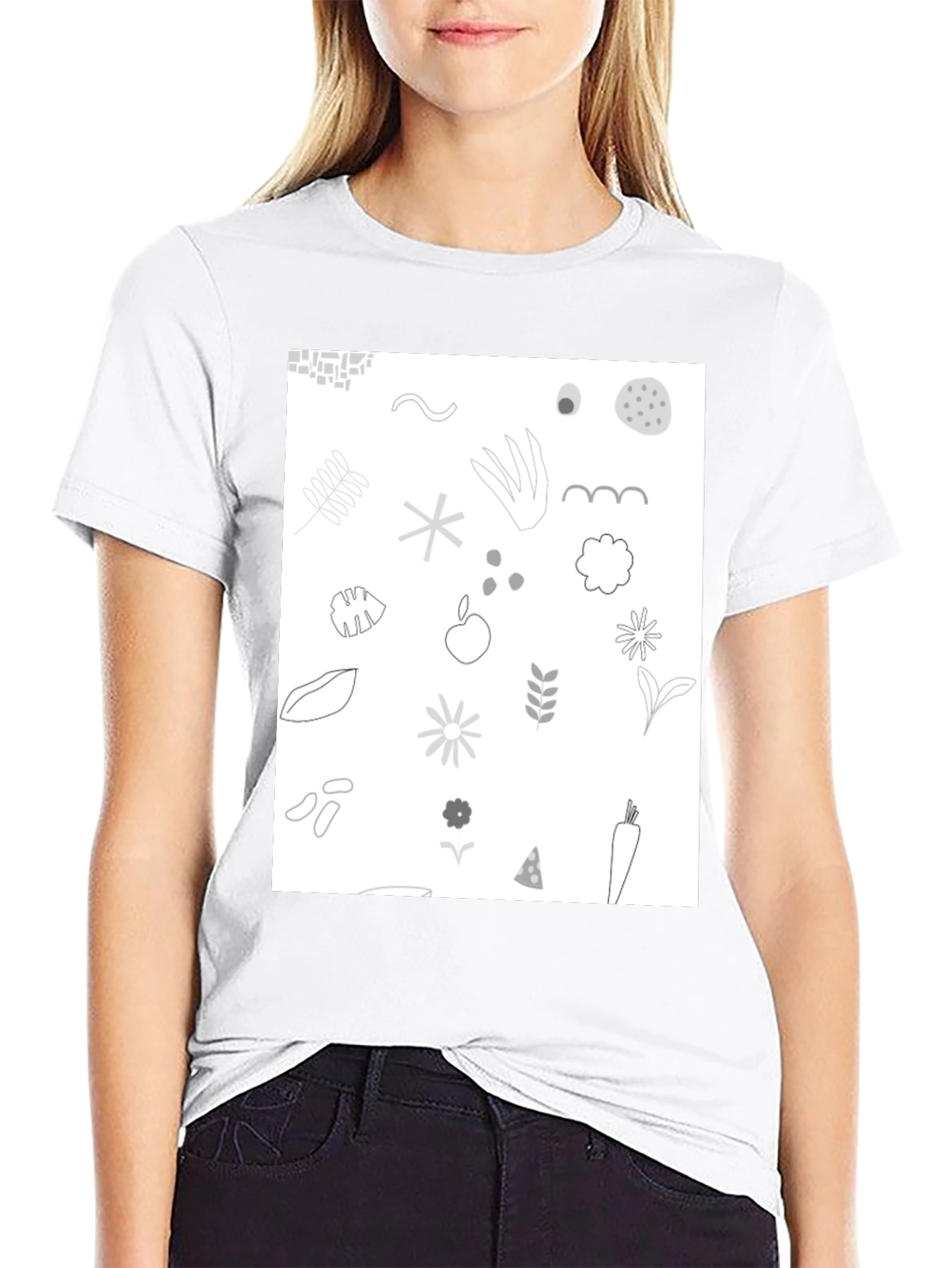 Nature Pattern Black T-Shirt