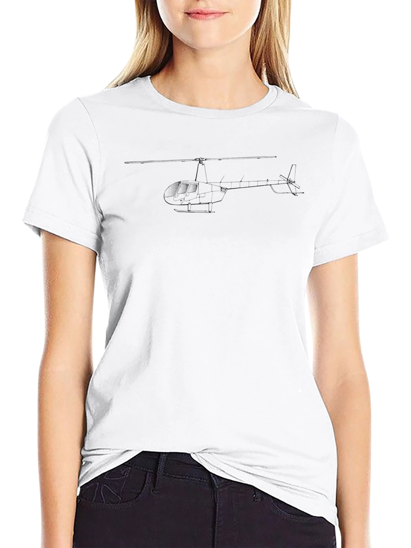 Helicopter Graphic Tee - Black Cotton T-Shirt