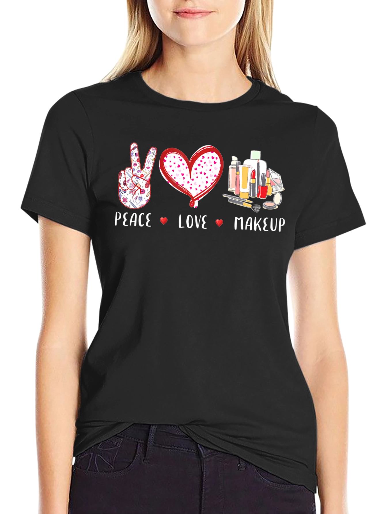 Peace Love Makeup Graphic T-Shirt