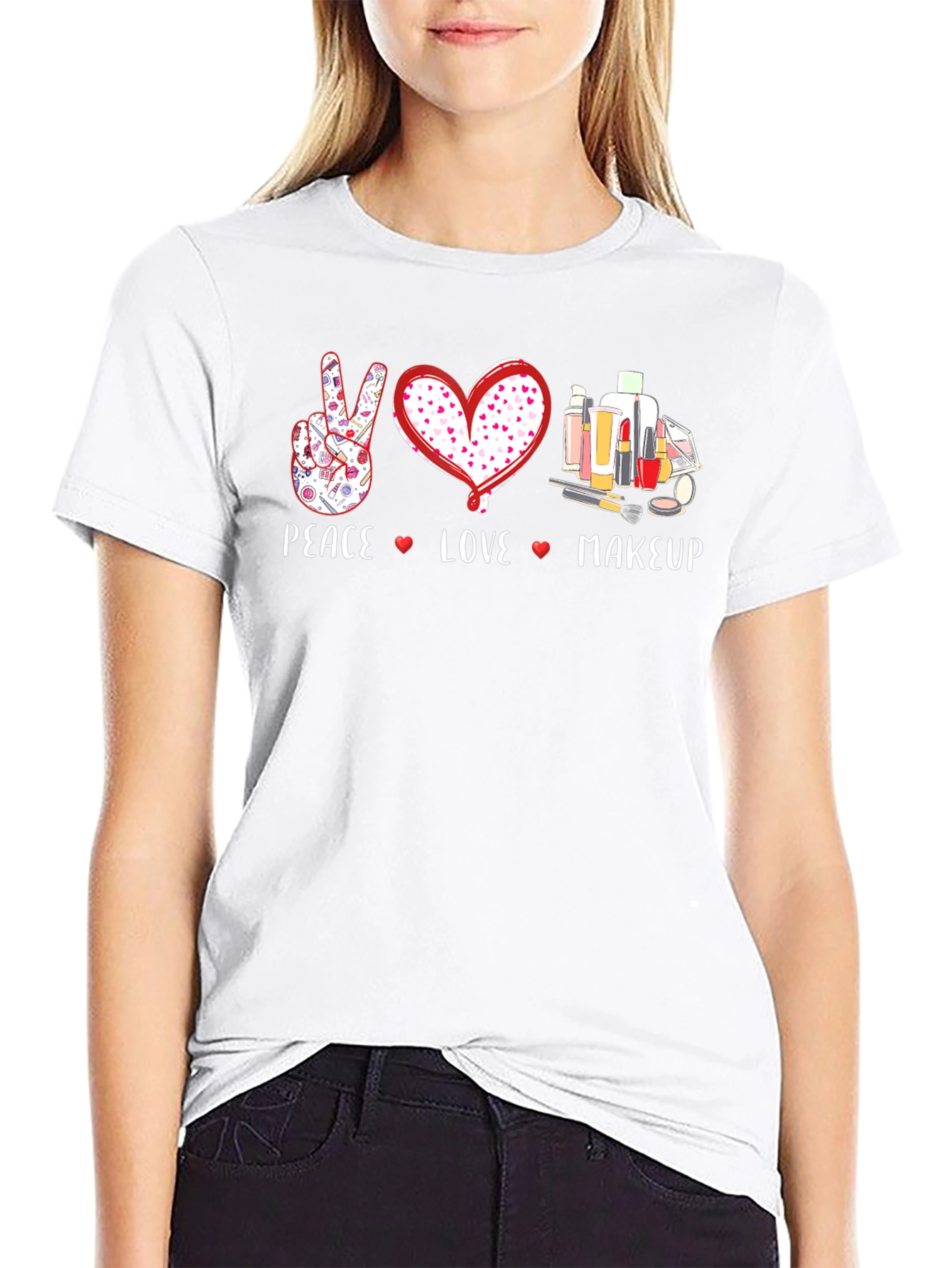 Peace Love Makeup Graphic T-Shirt