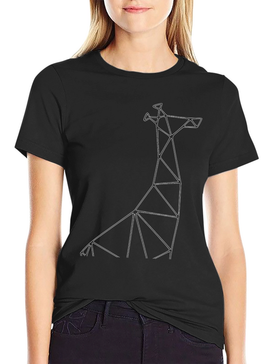 Geometric Giraffe Black T-Shirt - Modern Minimalist Design