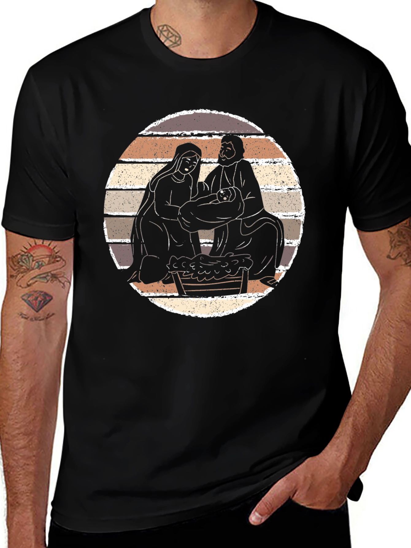 Nativity Scene Graphic Tee - Black