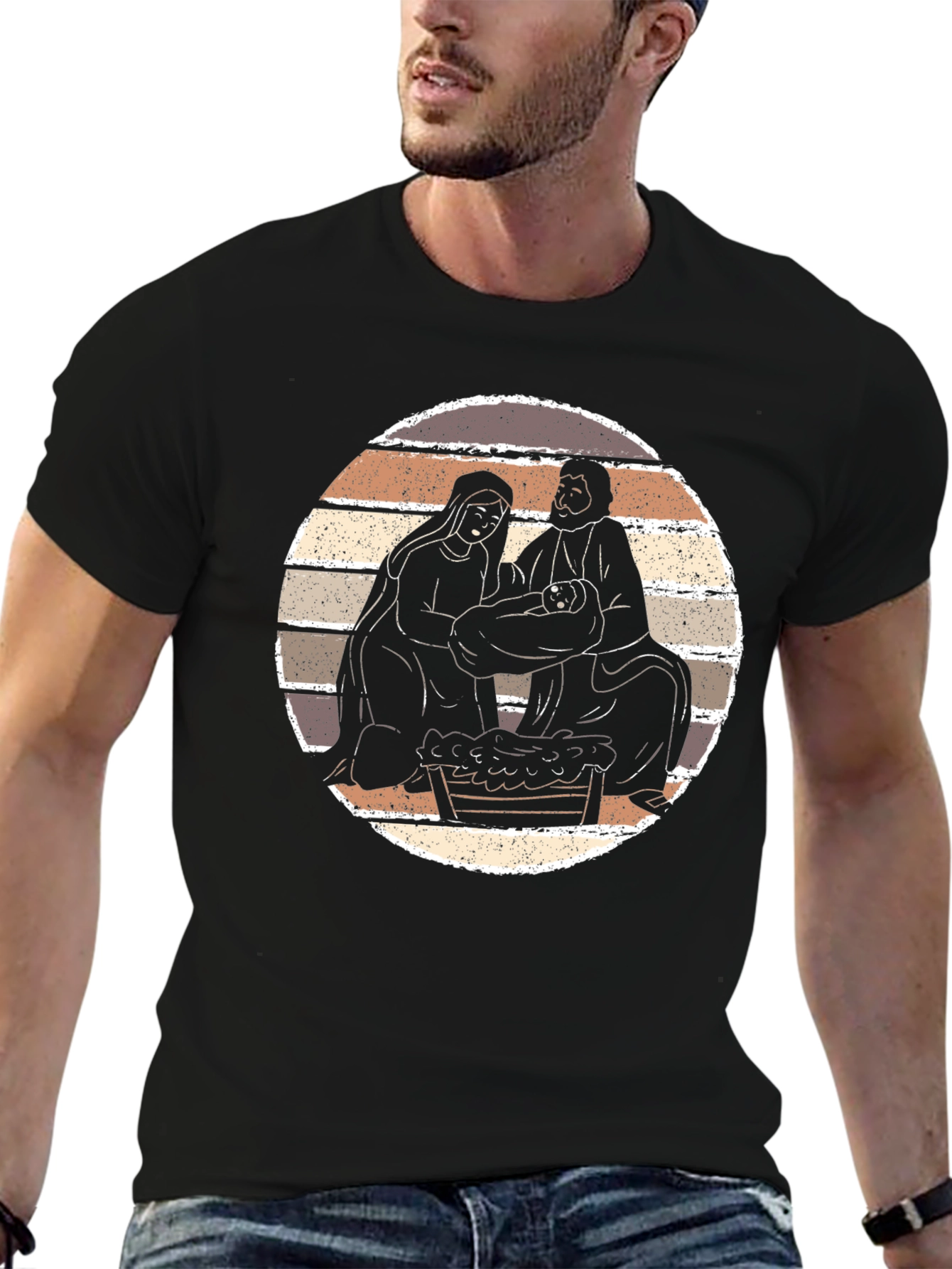 Nativity Scene Graphic Tee - Black