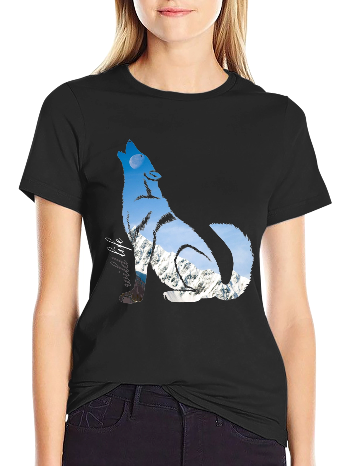 Wild Wolf Graphic Tee - Black