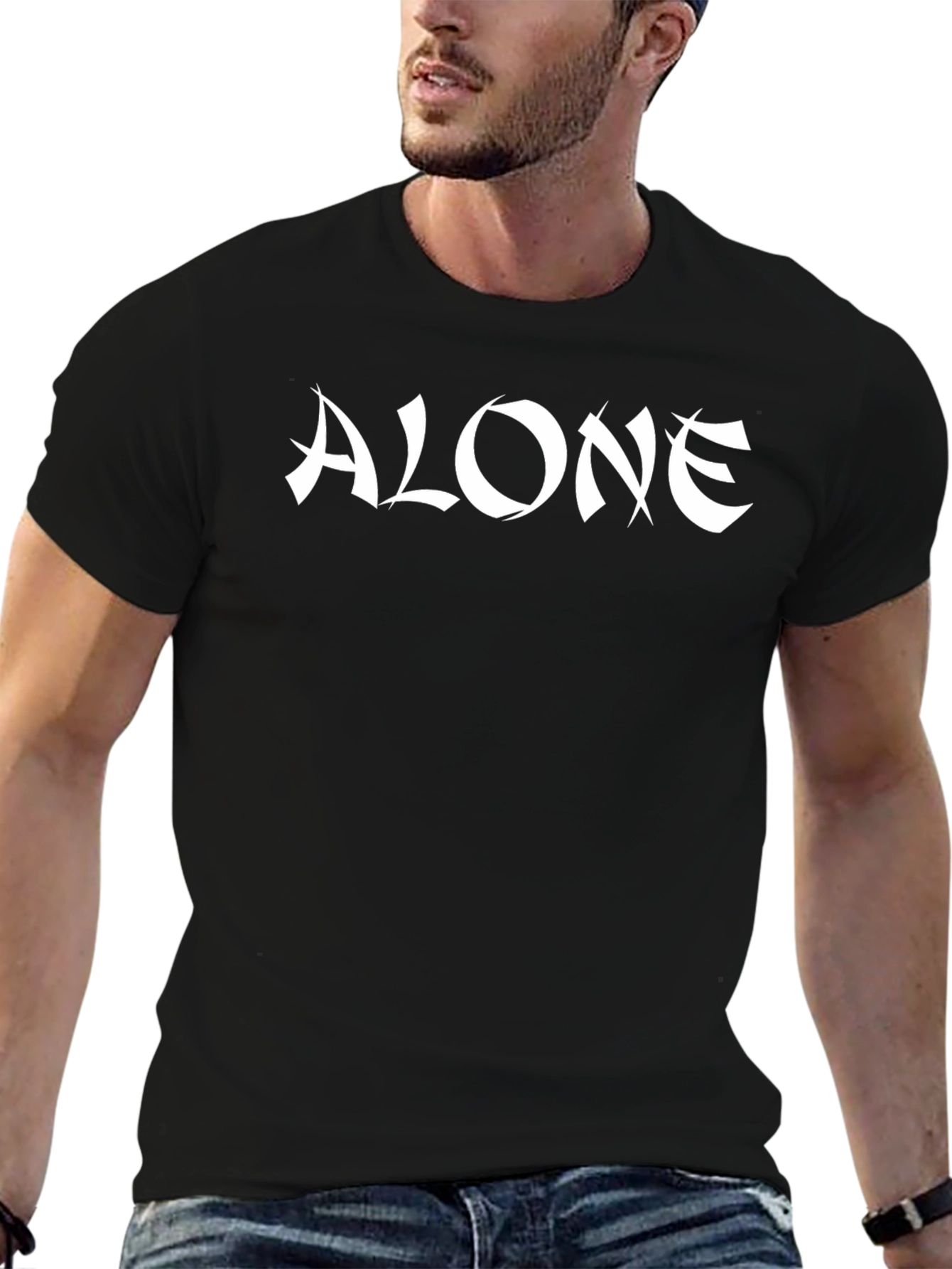 Alone Graphic Tee - Black Cotton Blend