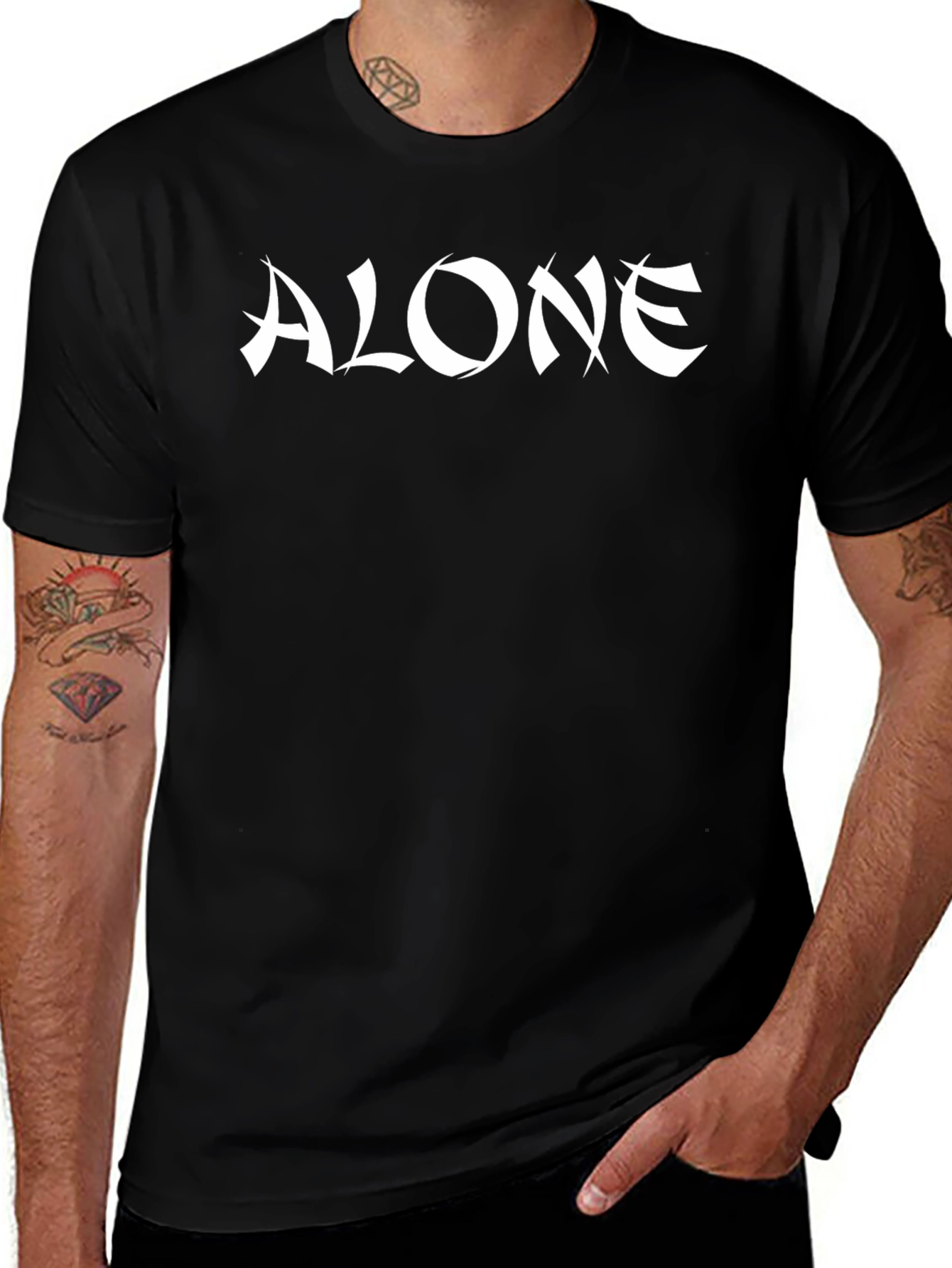 Alone Graphic Tee - Black Cotton Blend