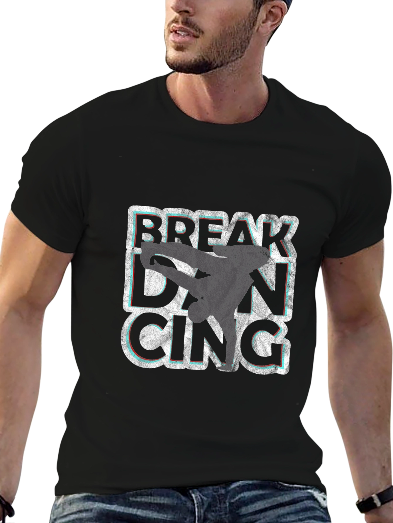 Break Dancing Graphic Tee - Black Crew Neck