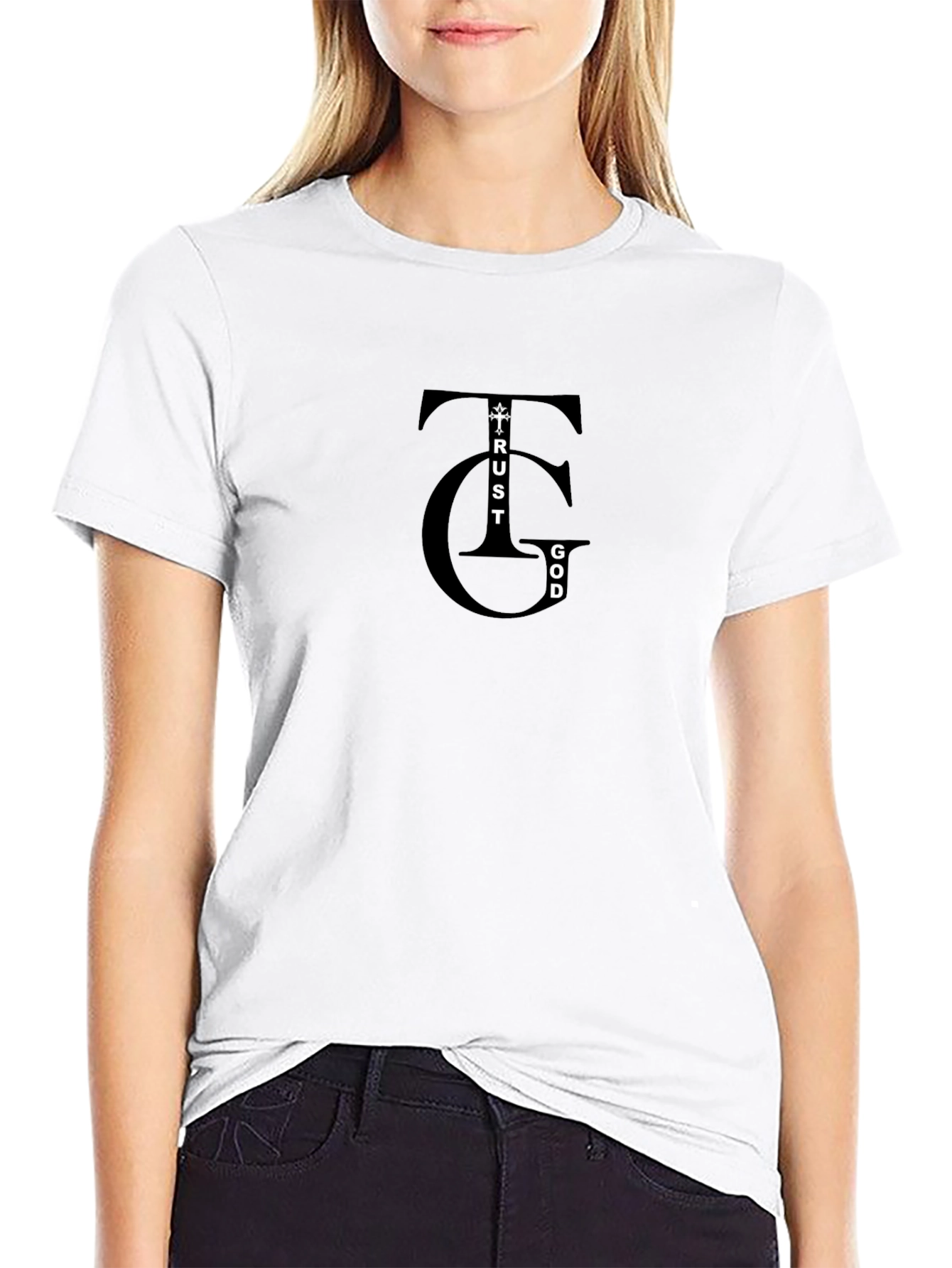 Trust God Graphic Print Black Tee