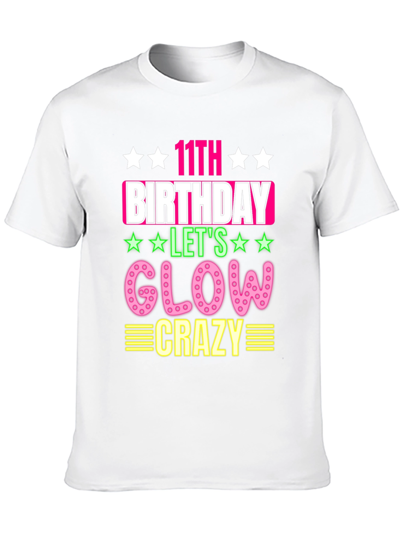 11th Birthday Lets Glow Crazy Black T-Shirt