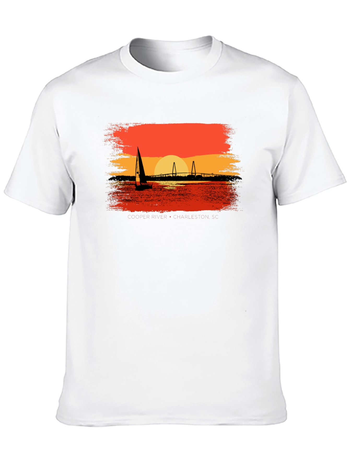 Sunset Sailboat Graphic Tee - Black Cotton T-Shirt