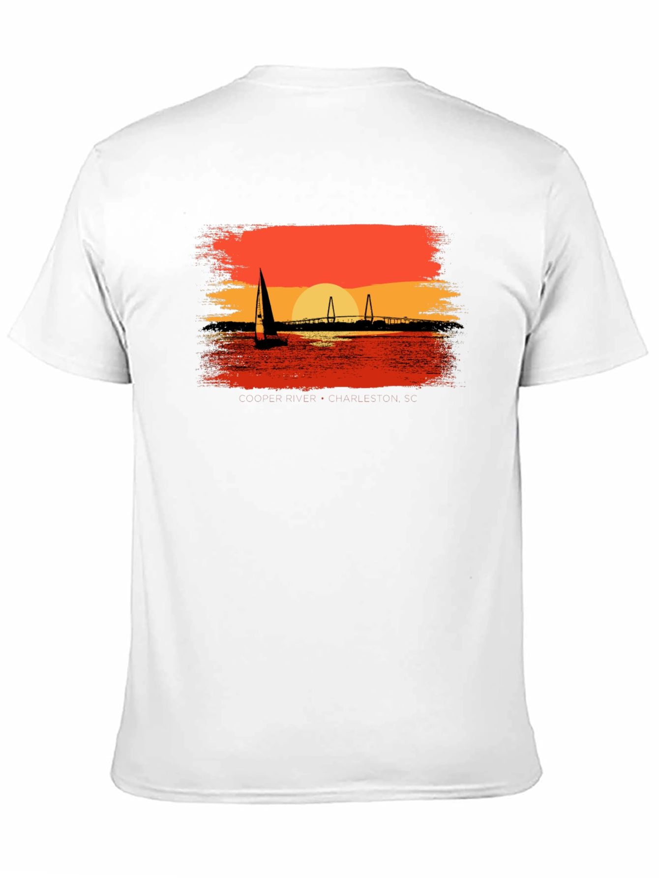 Sunset Sailboat Graphic Tee - Black Cotton T-Shirt