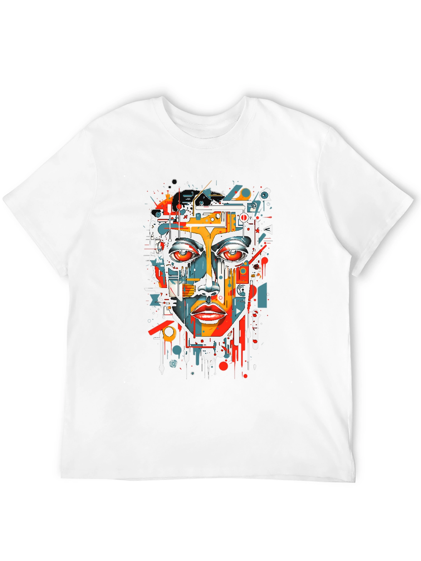 Abstract Face Graphic Tee - Modern Art T-Shirt