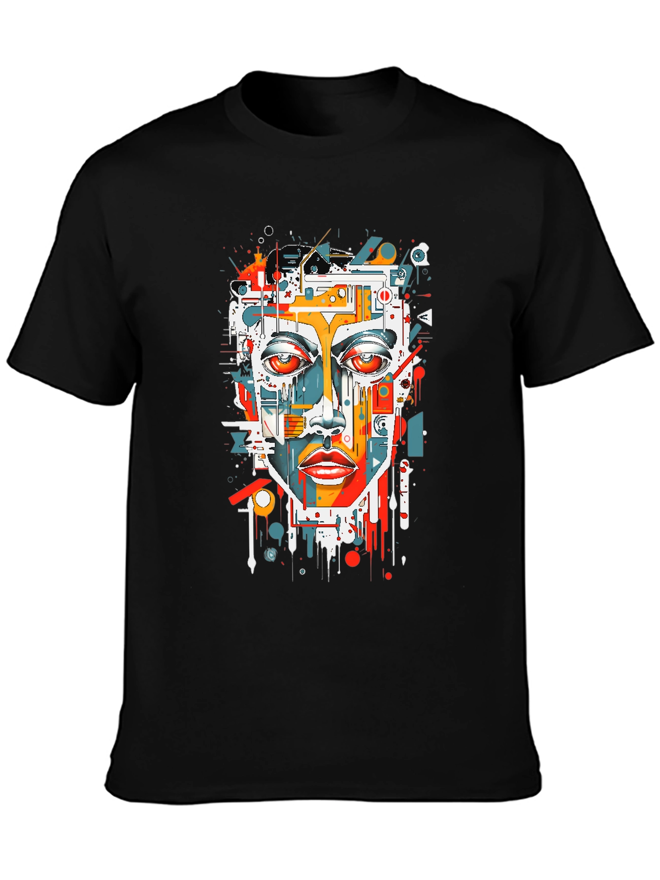 Abstract Face Graphic Tee - Modern Art T-Shirt
