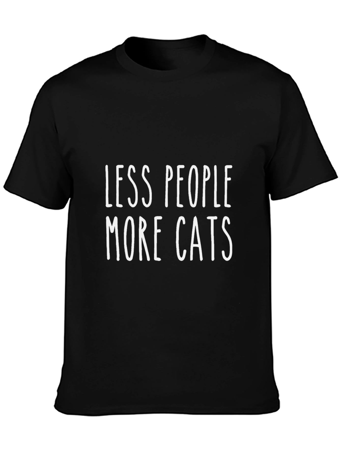 Less People More Cats Black T-Shirt