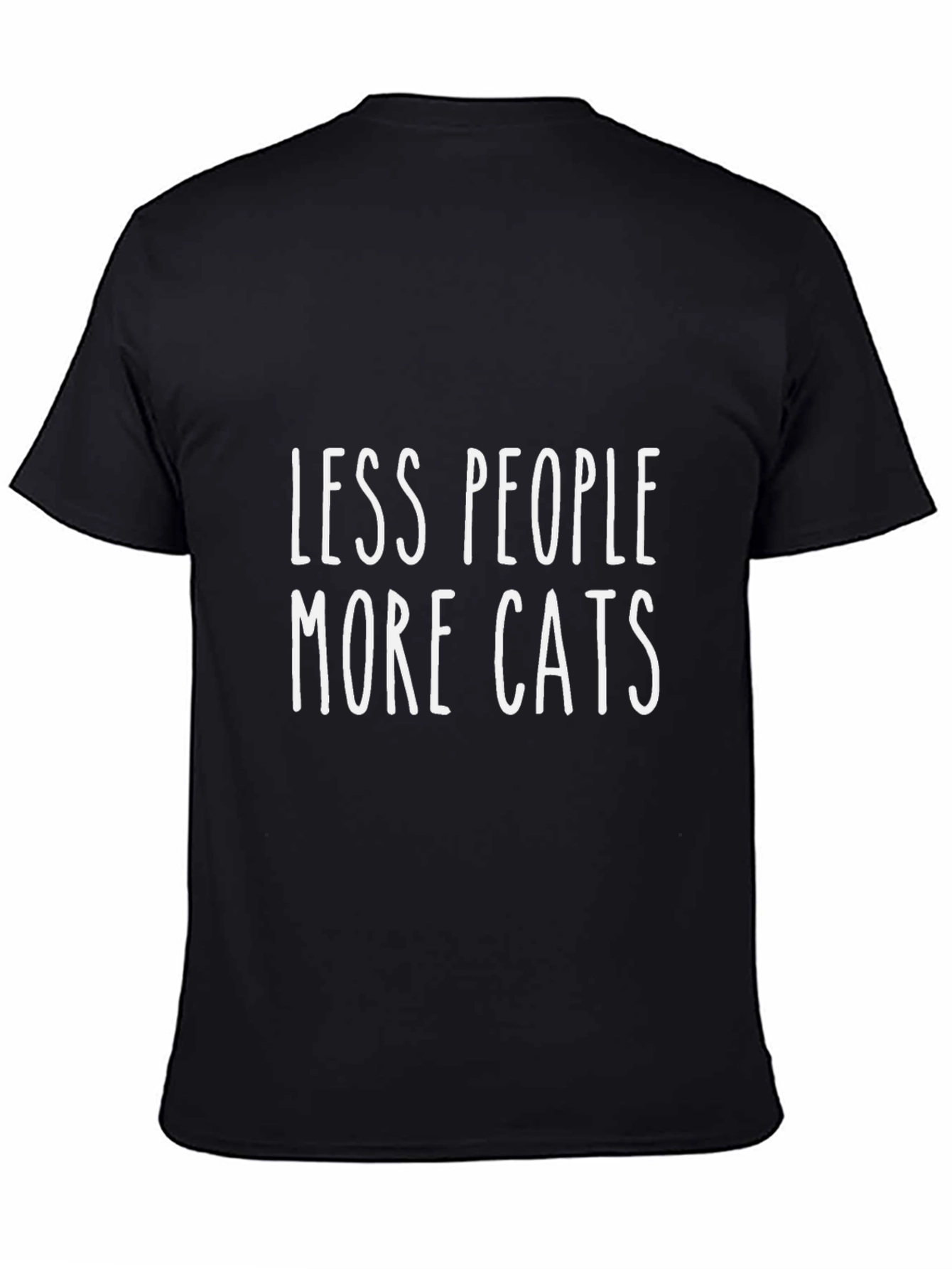Less People More Cats Black T-Shirt