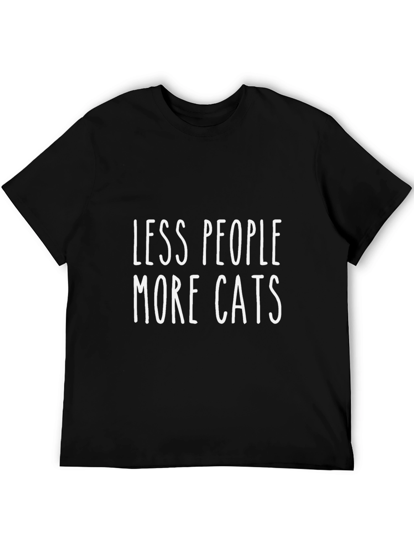 Less People More Cats Black T-Shirt