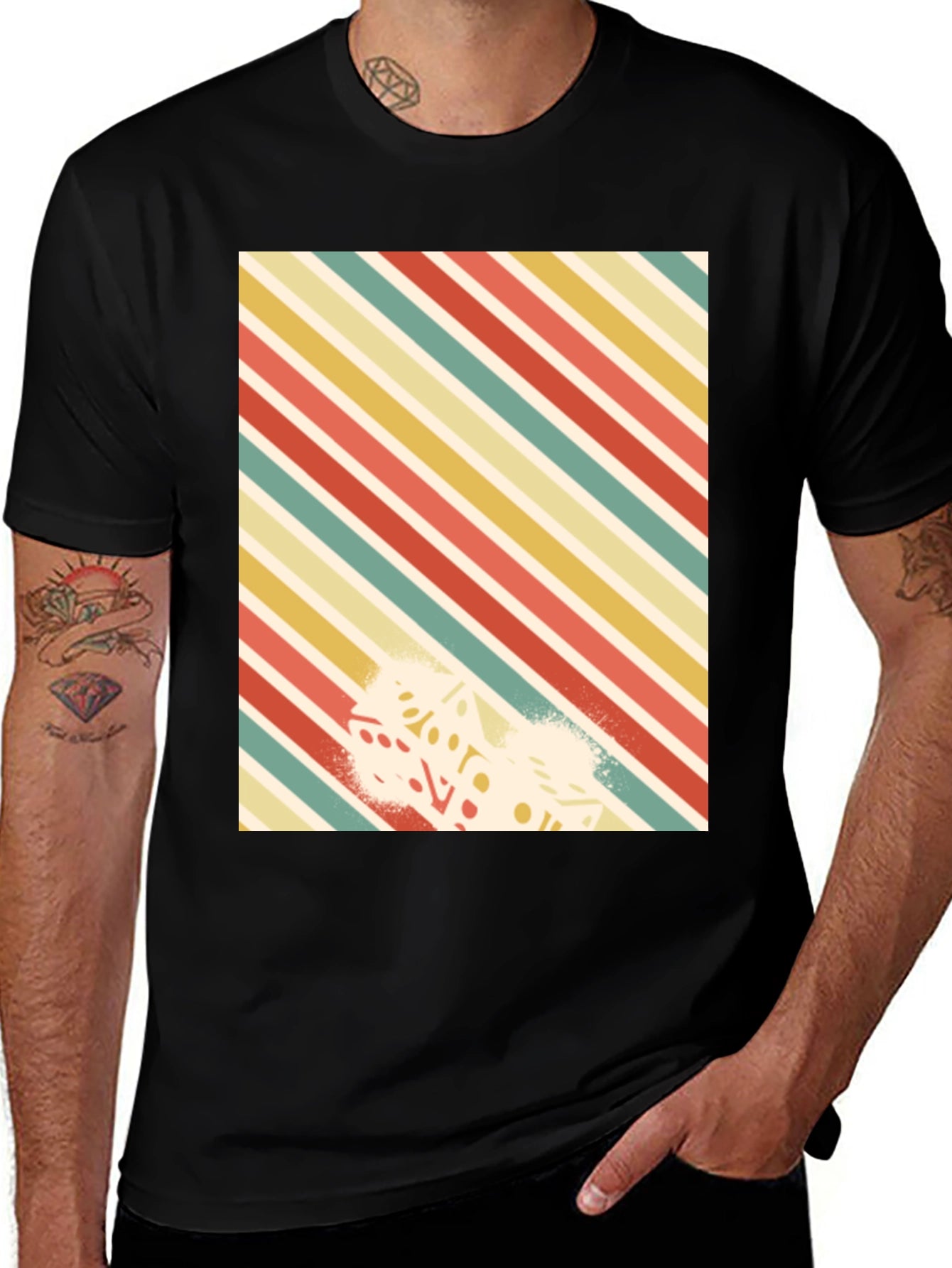Retro Striped Dice Graphic Tee