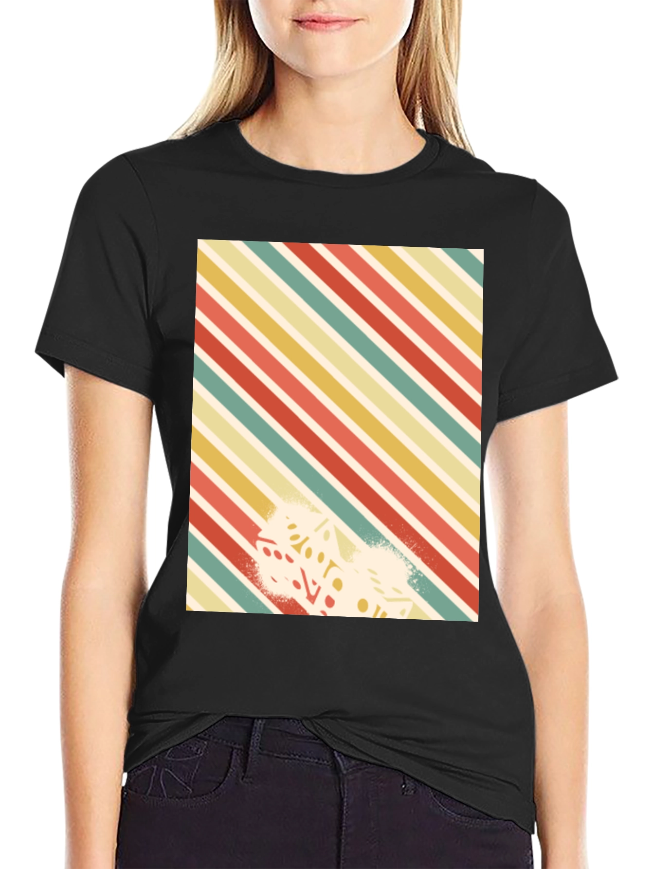 Retro Striped Dice Graphic Tee