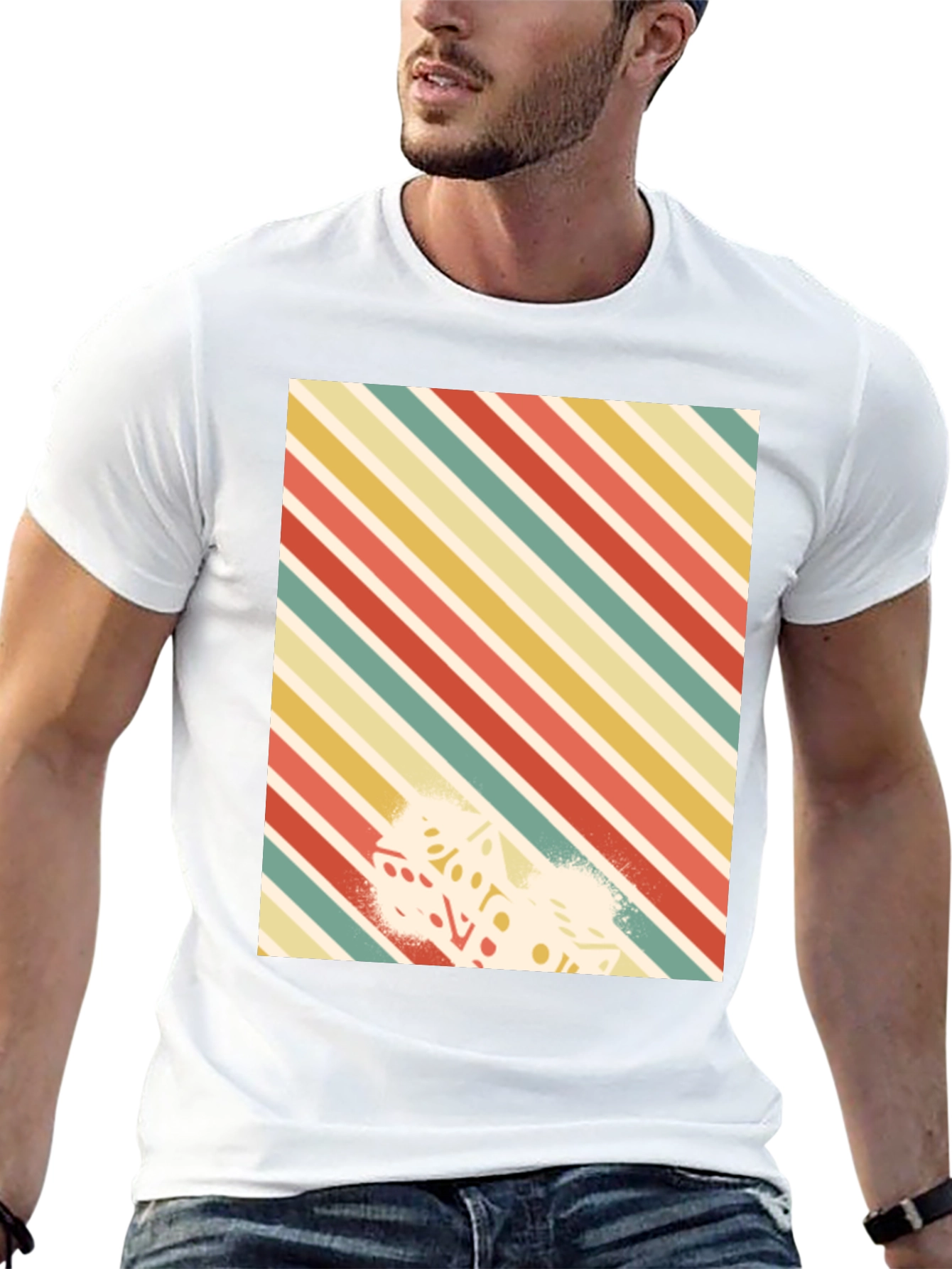 Retro Striped Dice Graphic Tee