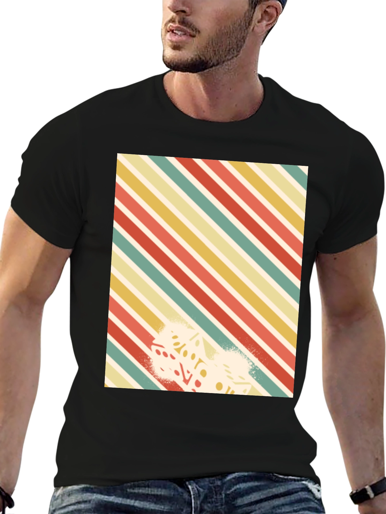 Retro Striped Dice Graphic Tee