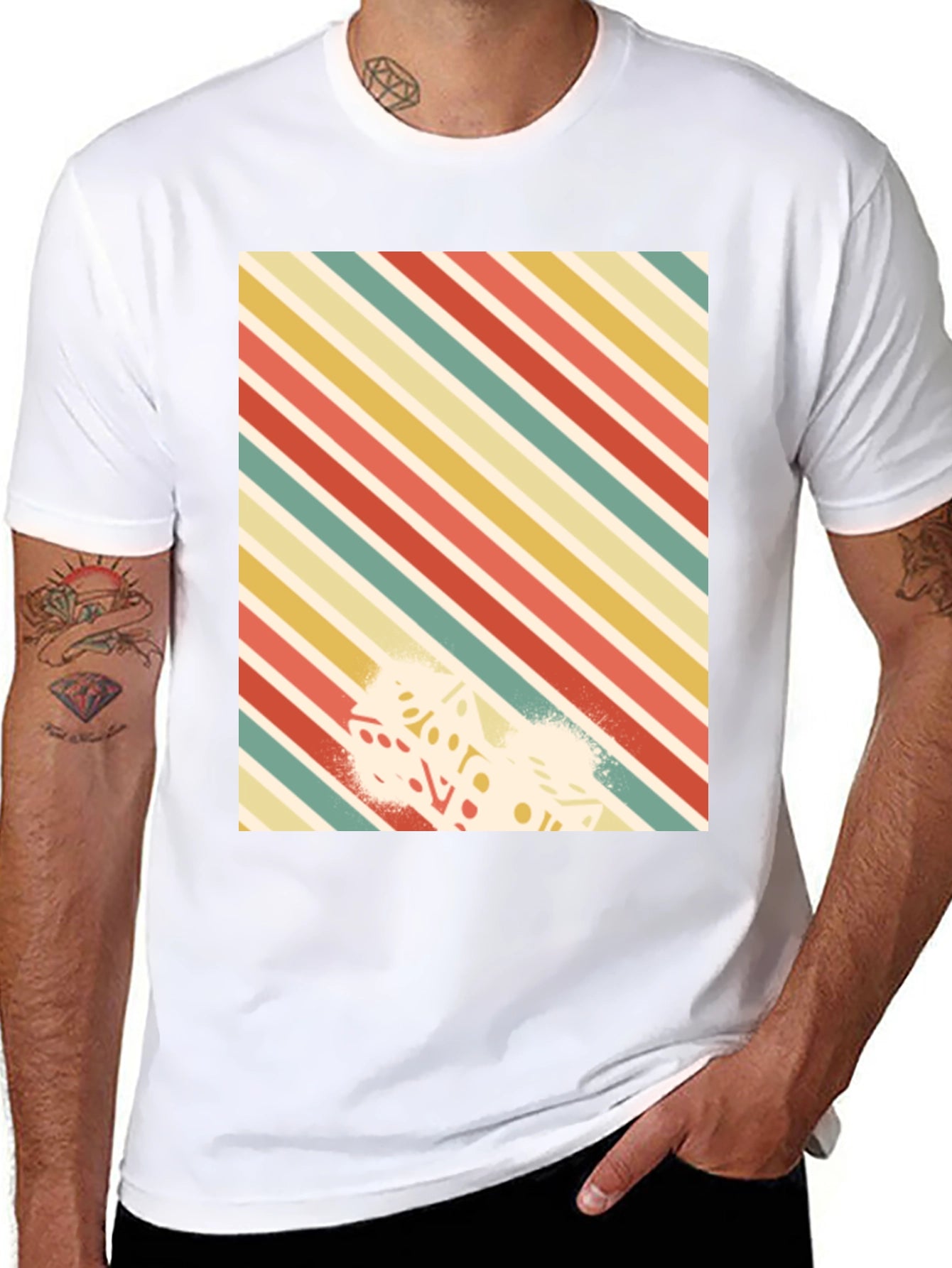 Retro Striped Dice Graphic Tee