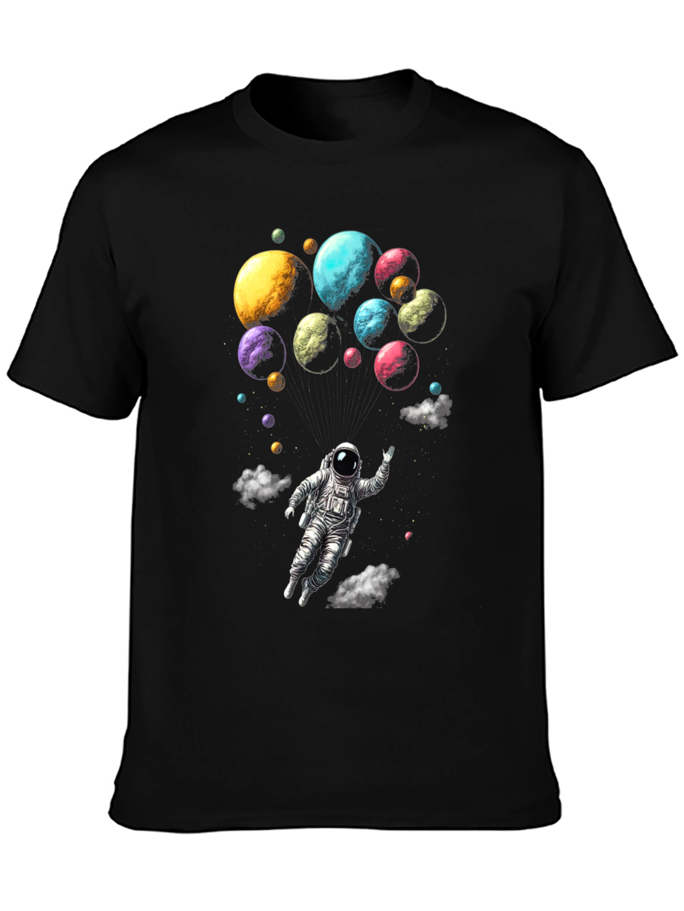 Astronaut & Planets Graphic Tee - Mens Black T-Shirt