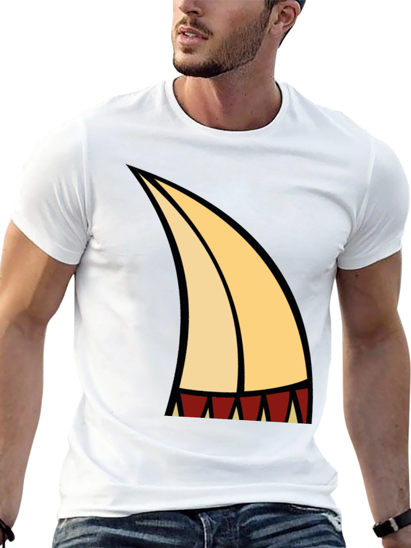 Cartoon Tooth Graphic Tee - Black