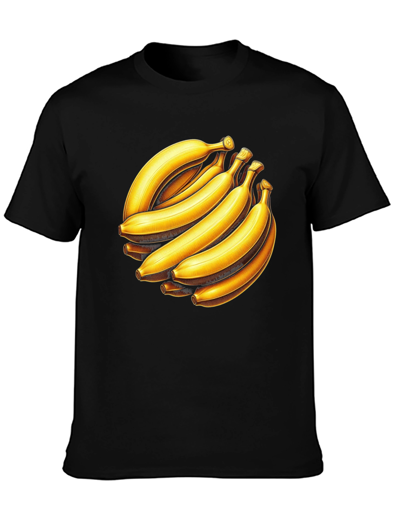 Banana Bunch Graphic Tee - Black Cotton Casual T-Shirt