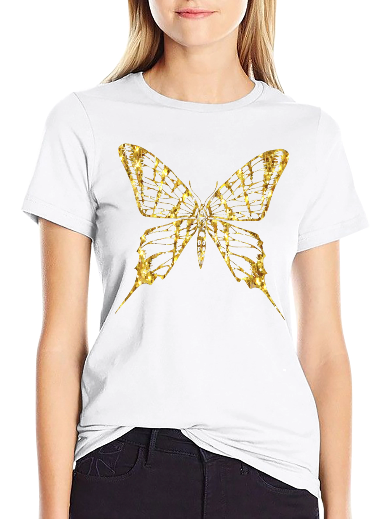 Butterfly Graphic Tee - Gold Print