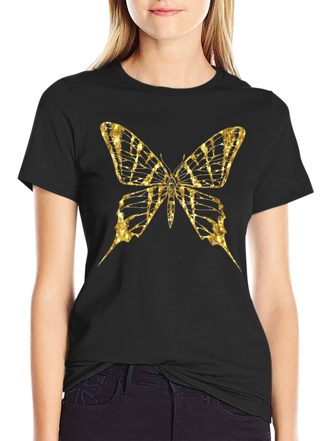 Butterfly Graphic Tee - Gold Print