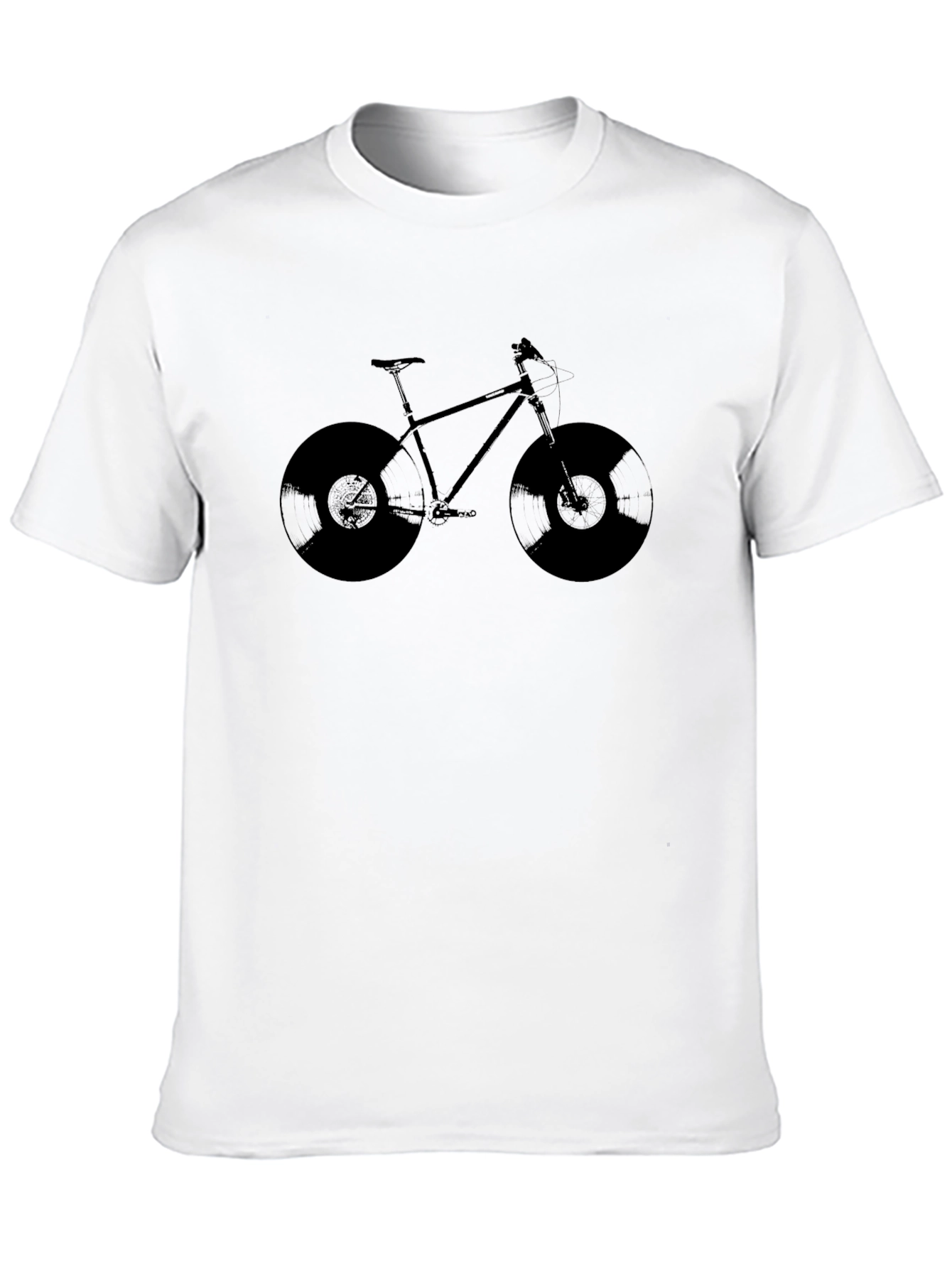 Vinyl Bike Graphic Tee - Classic Black Cotton T-Shirt