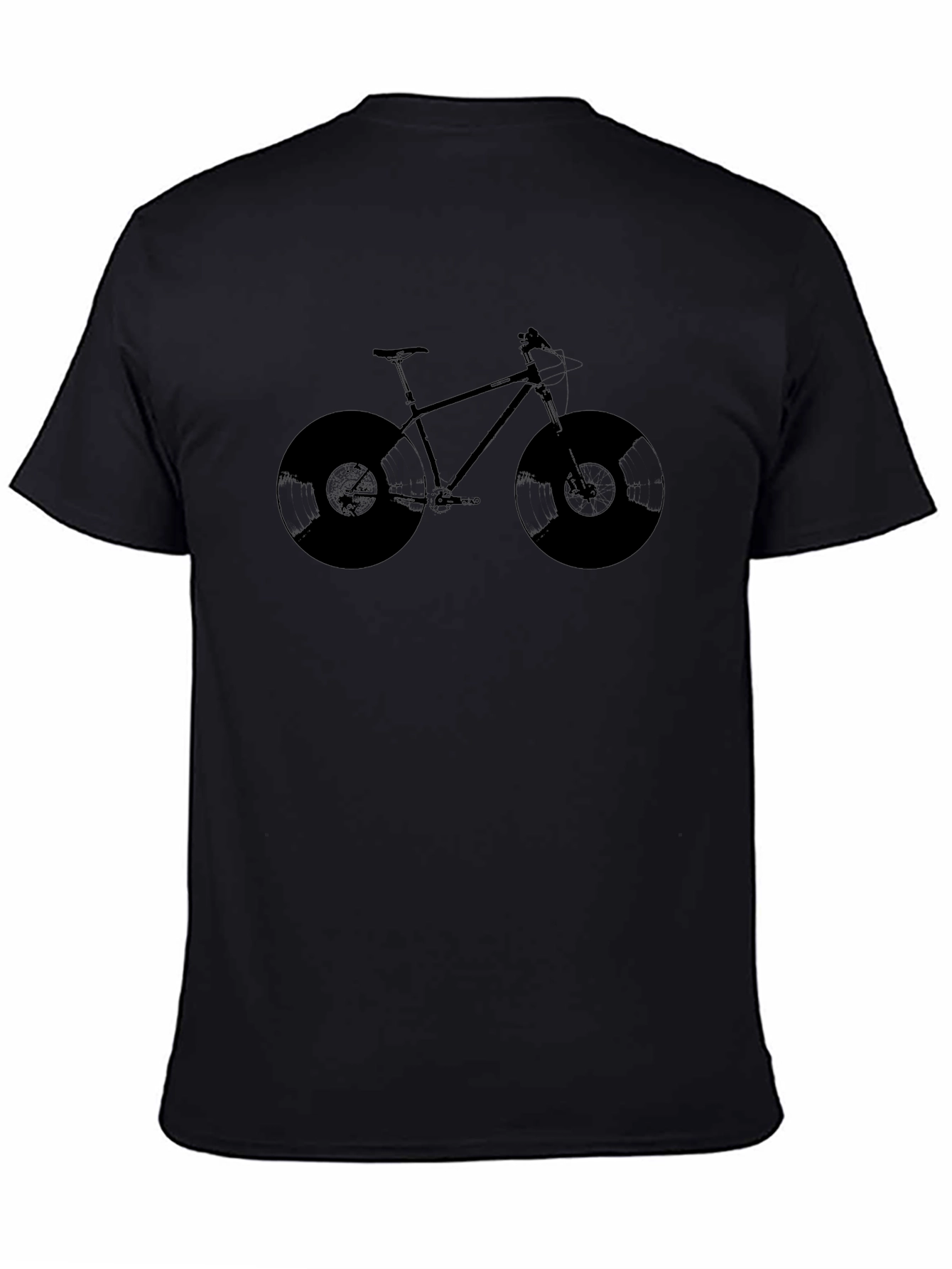 Vinyl Bike Graphic Tee - Classic Black Cotton T-Shirt
