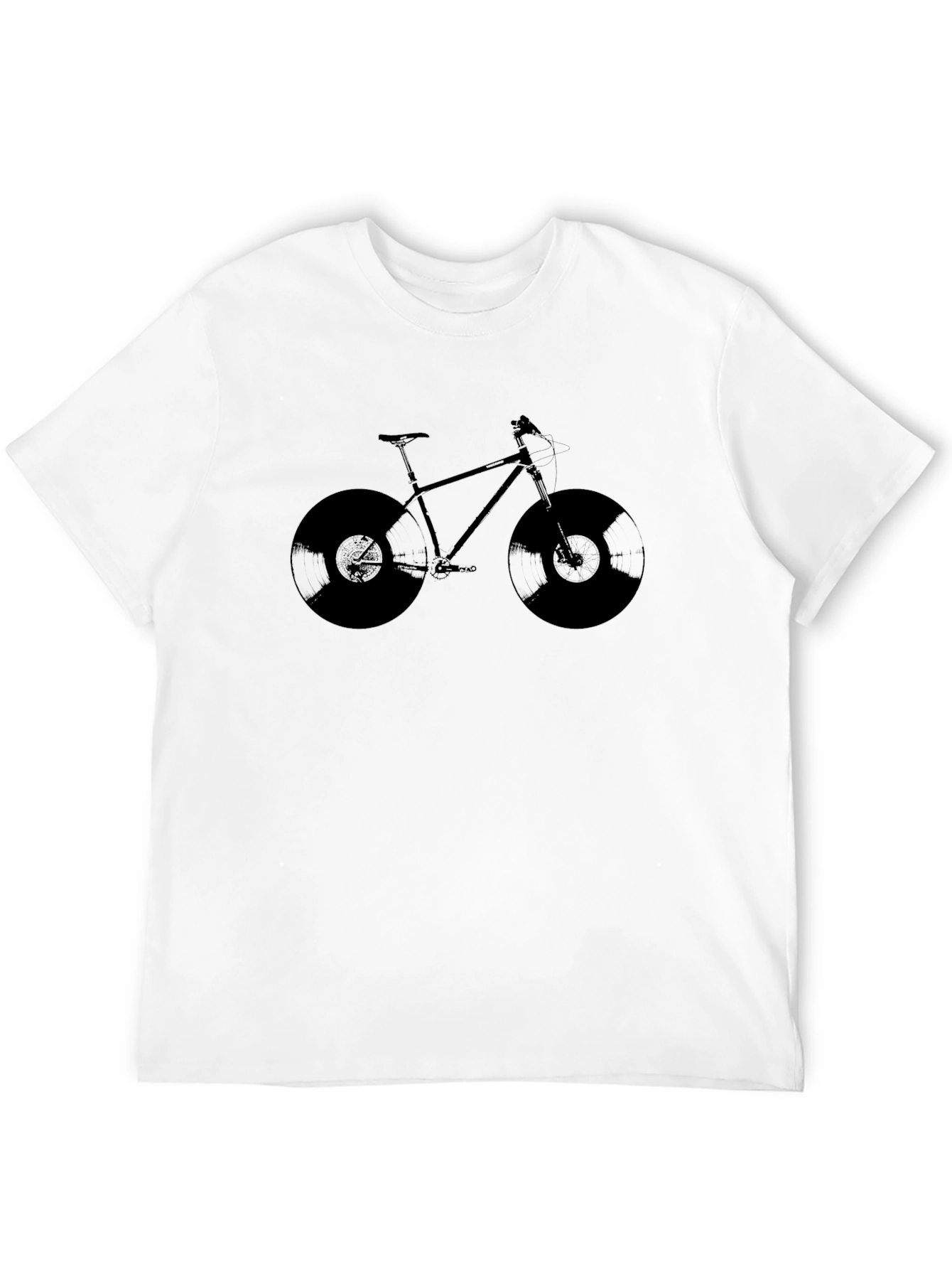 Vinyl Bike Graphic Tee - Classic Black Cotton T-Shirt