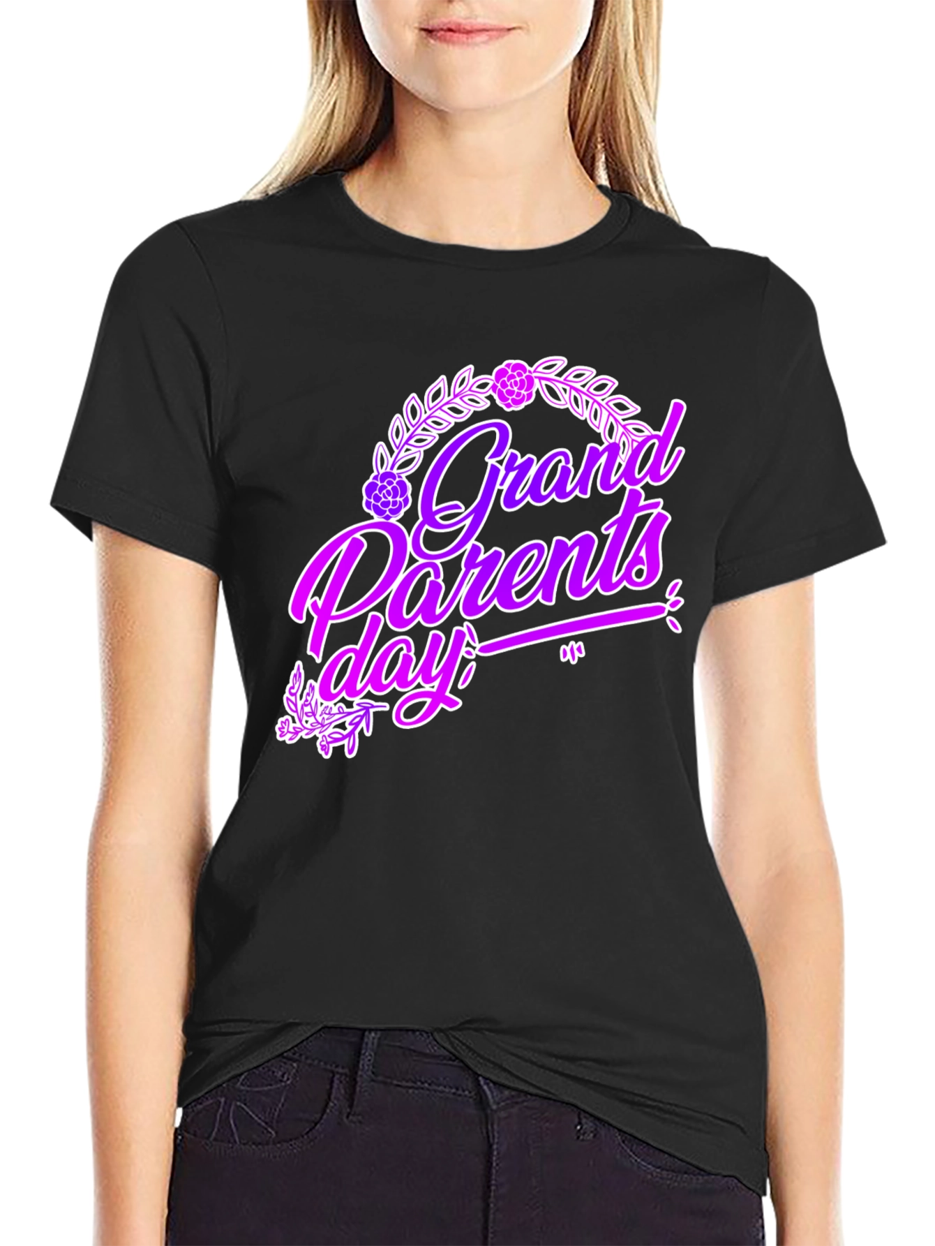 Grandparents Day Graphic Tee - Black Cotton T-Shirt