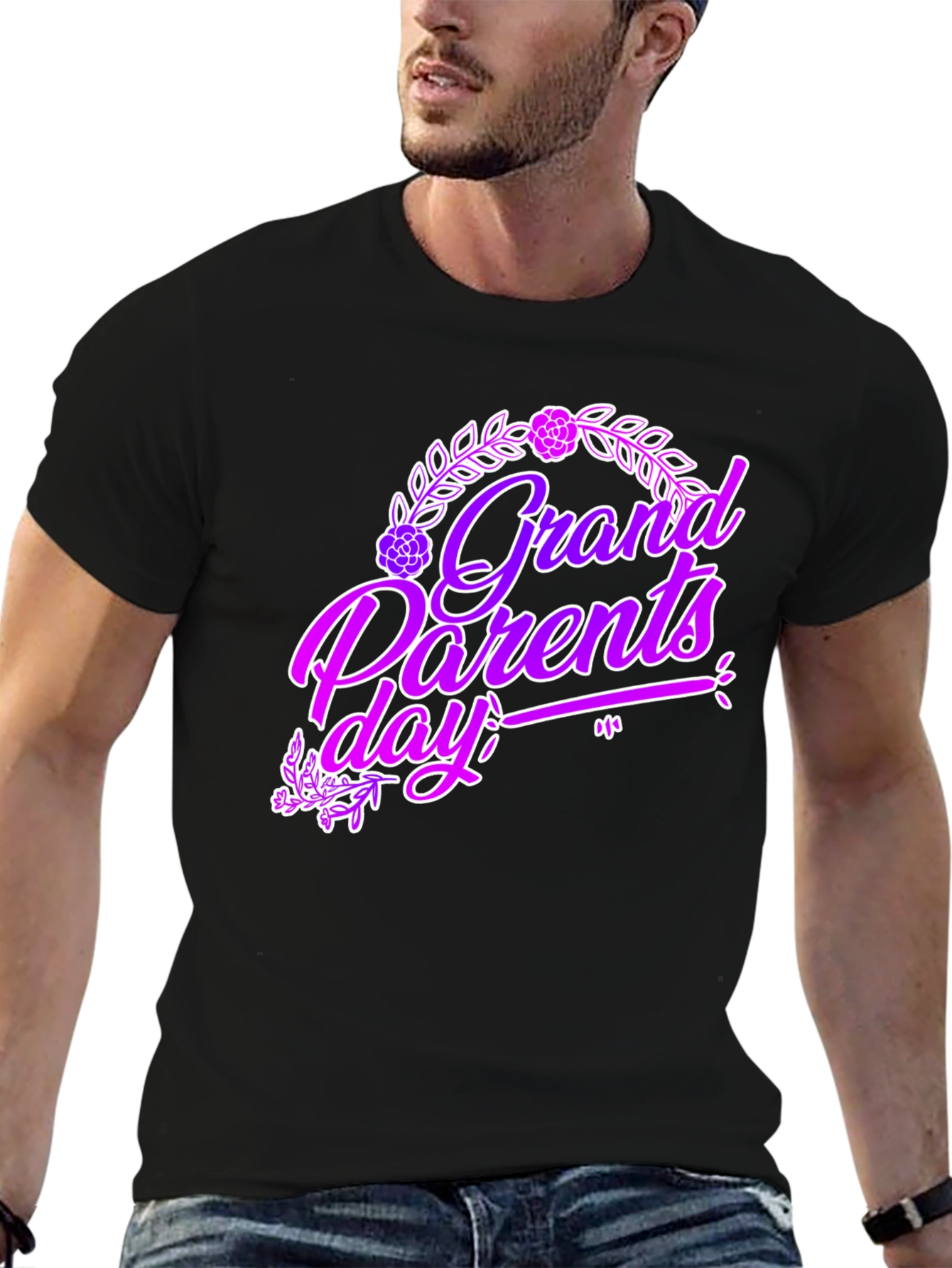 Grandparents Day Graphic Tee - Black Cotton T-Shirt