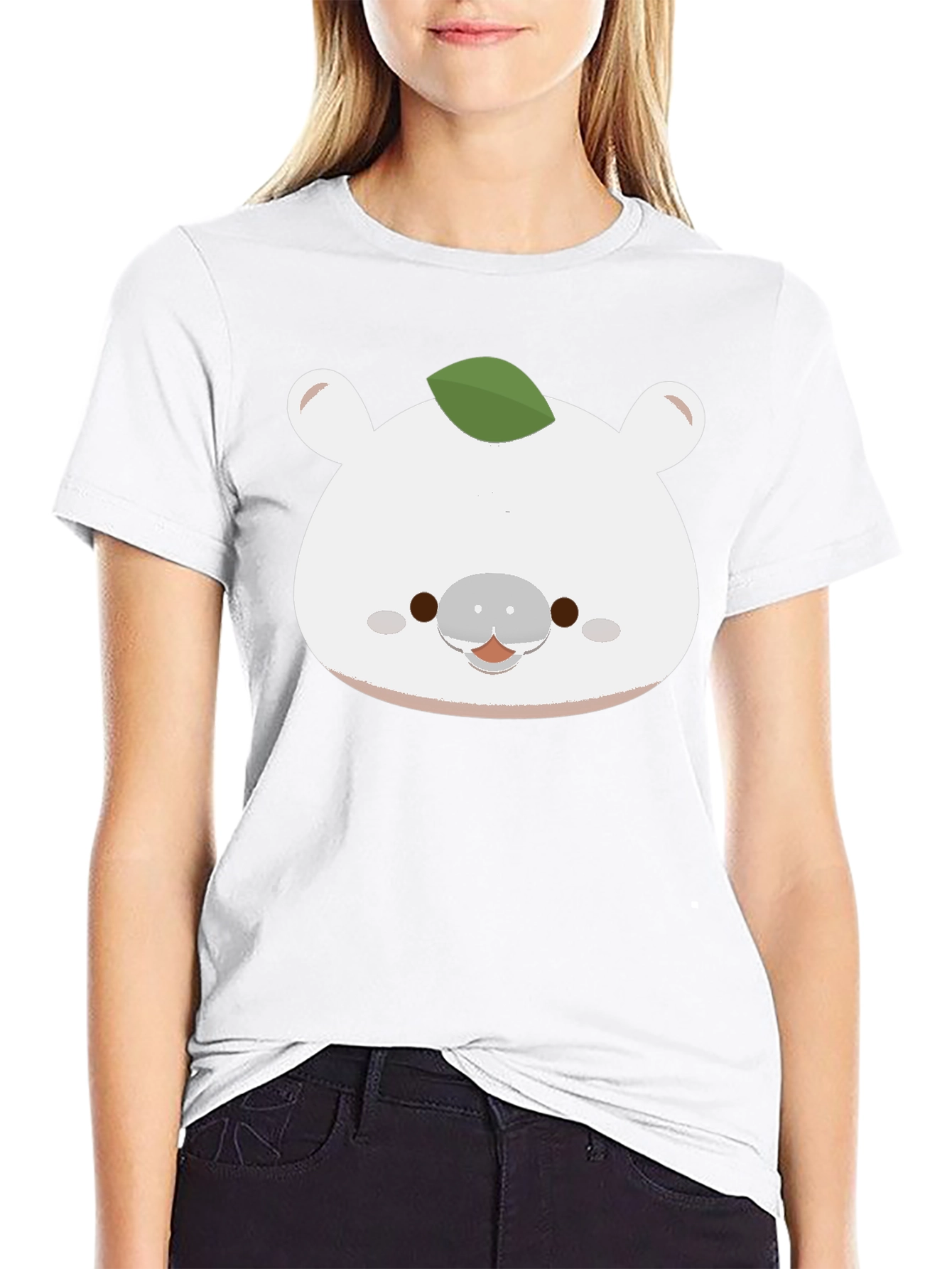 Cute Bear with Leaf T-Shirt - Soft Cotton Blend