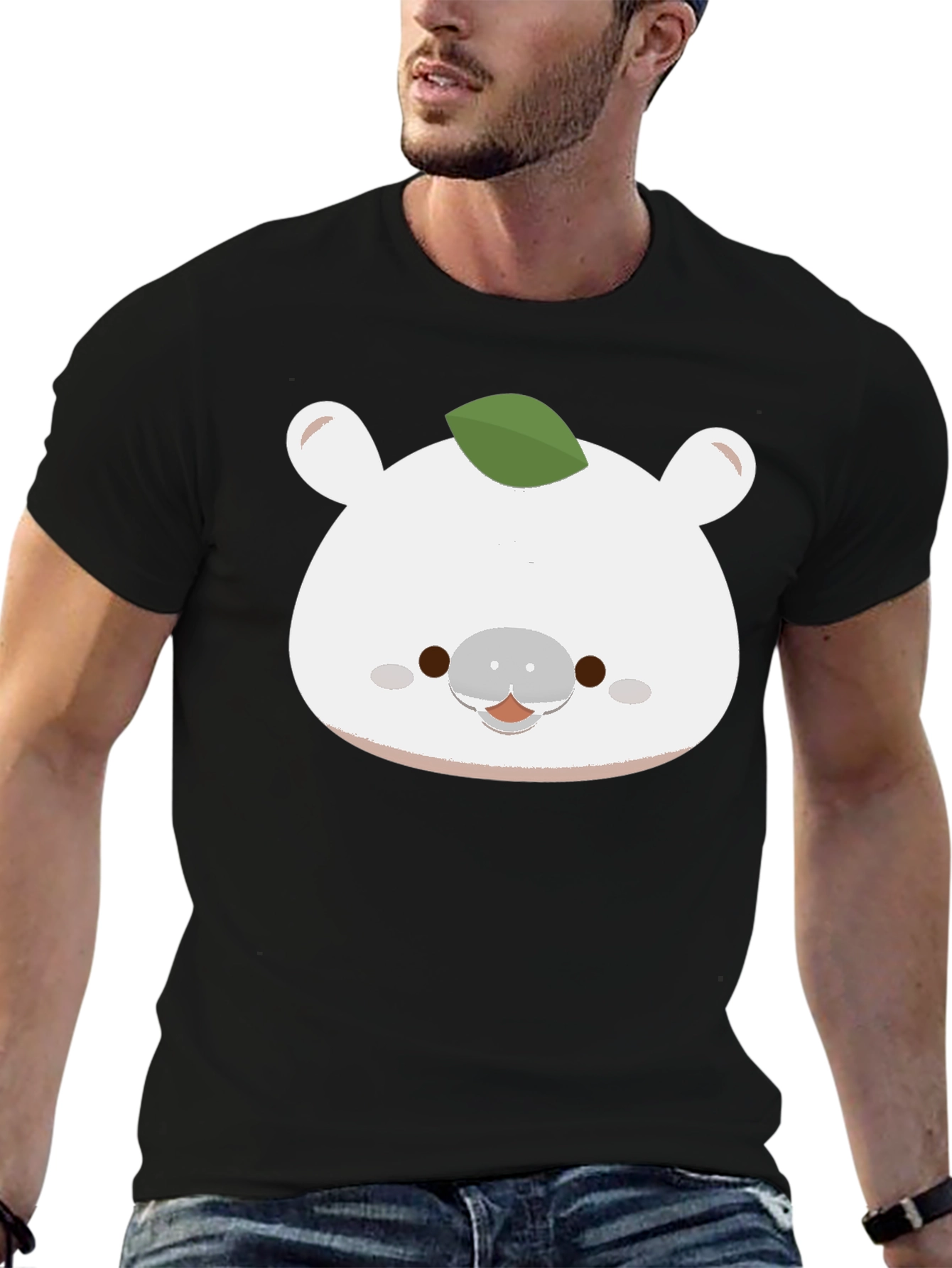 Cute Bear with Leaf T-Shirt - Soft Cotton Blend