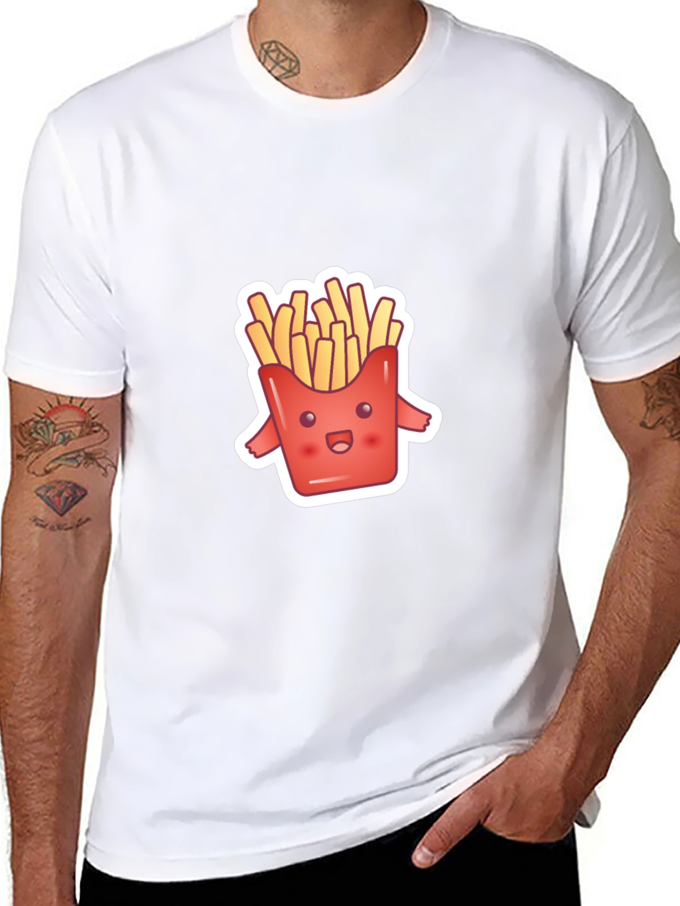 Cute Fries Graphic Tee - Black Comfort Fit