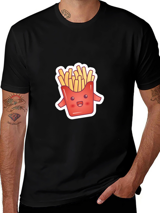 Cute Fries Graphic Tee - Black Comfort Fit