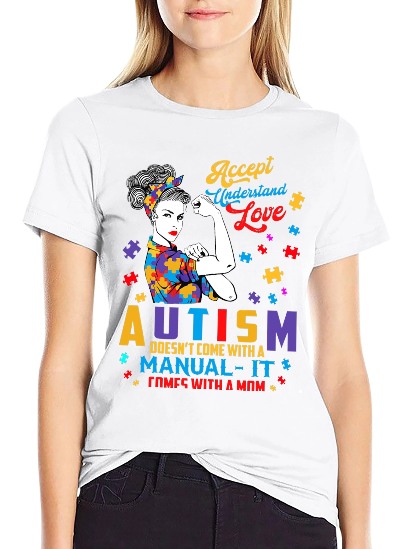 Autism Mom Graphic Tee - Accept Understand Love T-Shirt