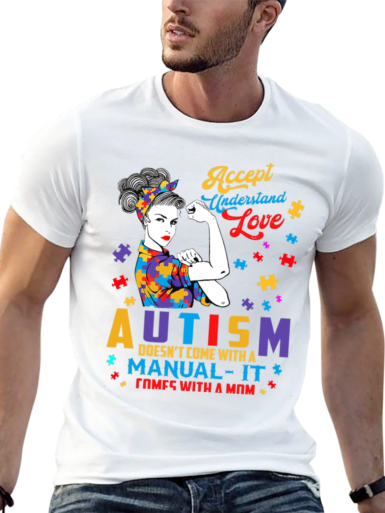 Autism Mom Graphic Tee - Accept Understand Love T-Shirt