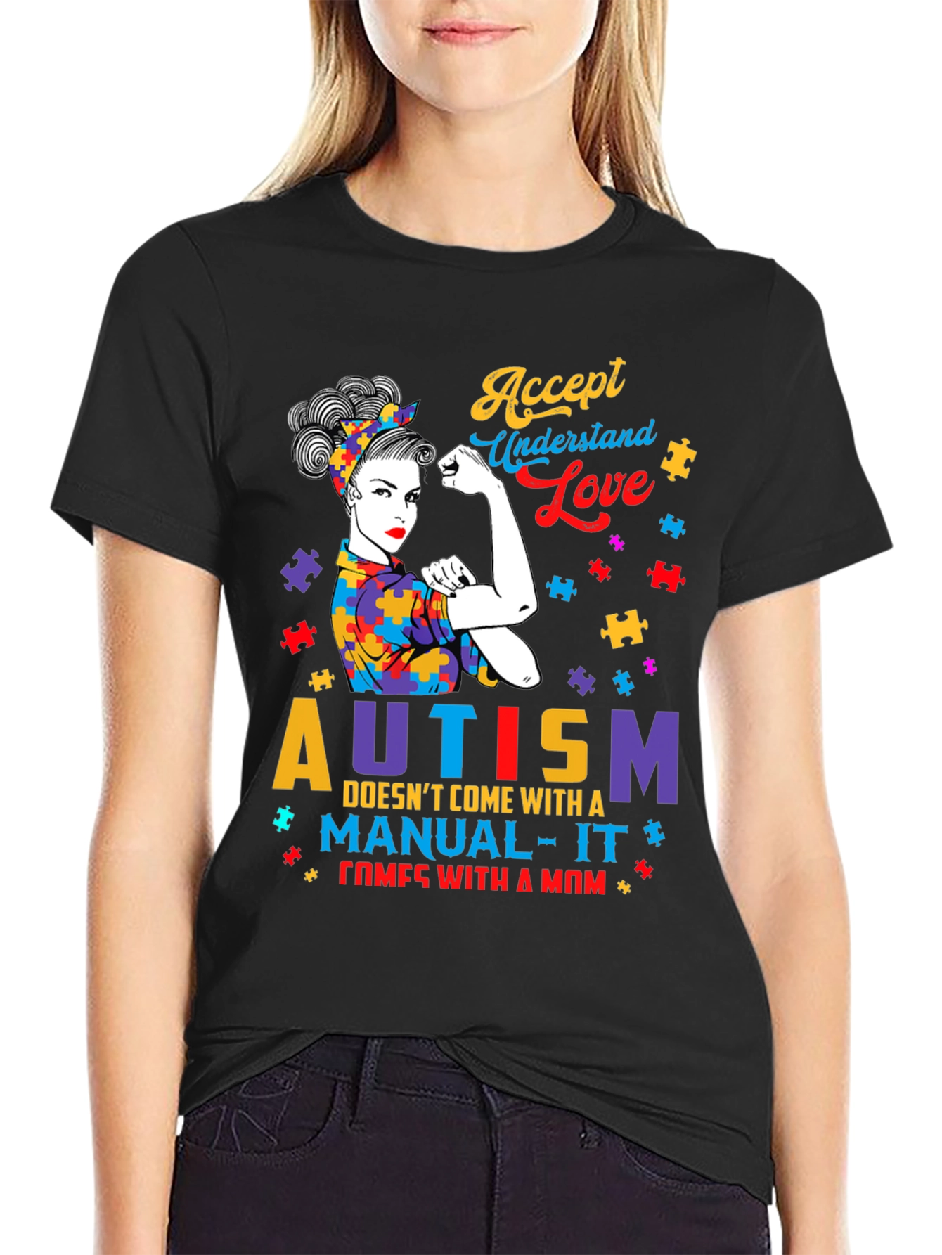 Autism Mom Graphic Tee - Accept Understand Love T-Shirt