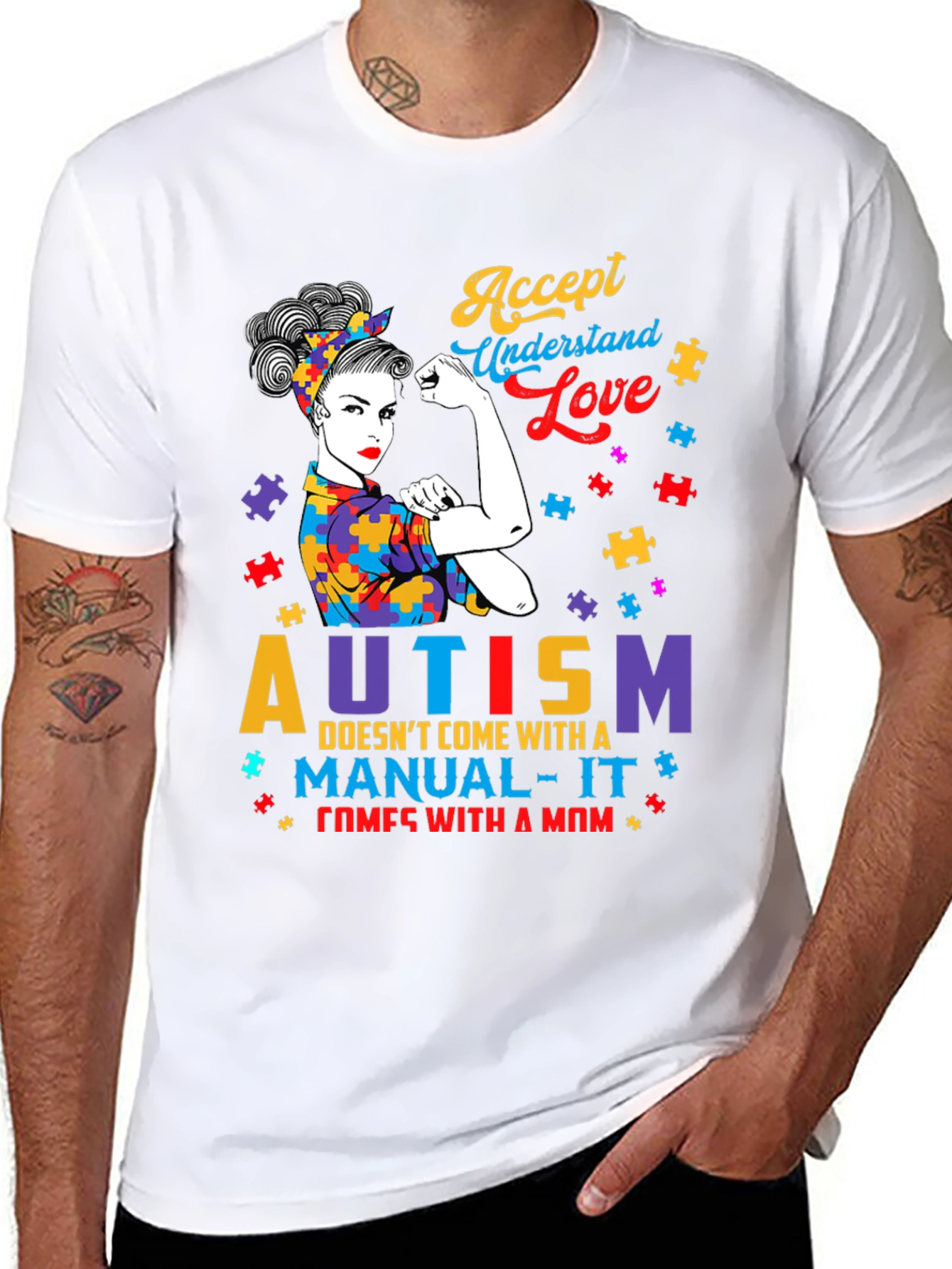 Autism Mom Graphic Tee - Accept Understand Love T-Shirt