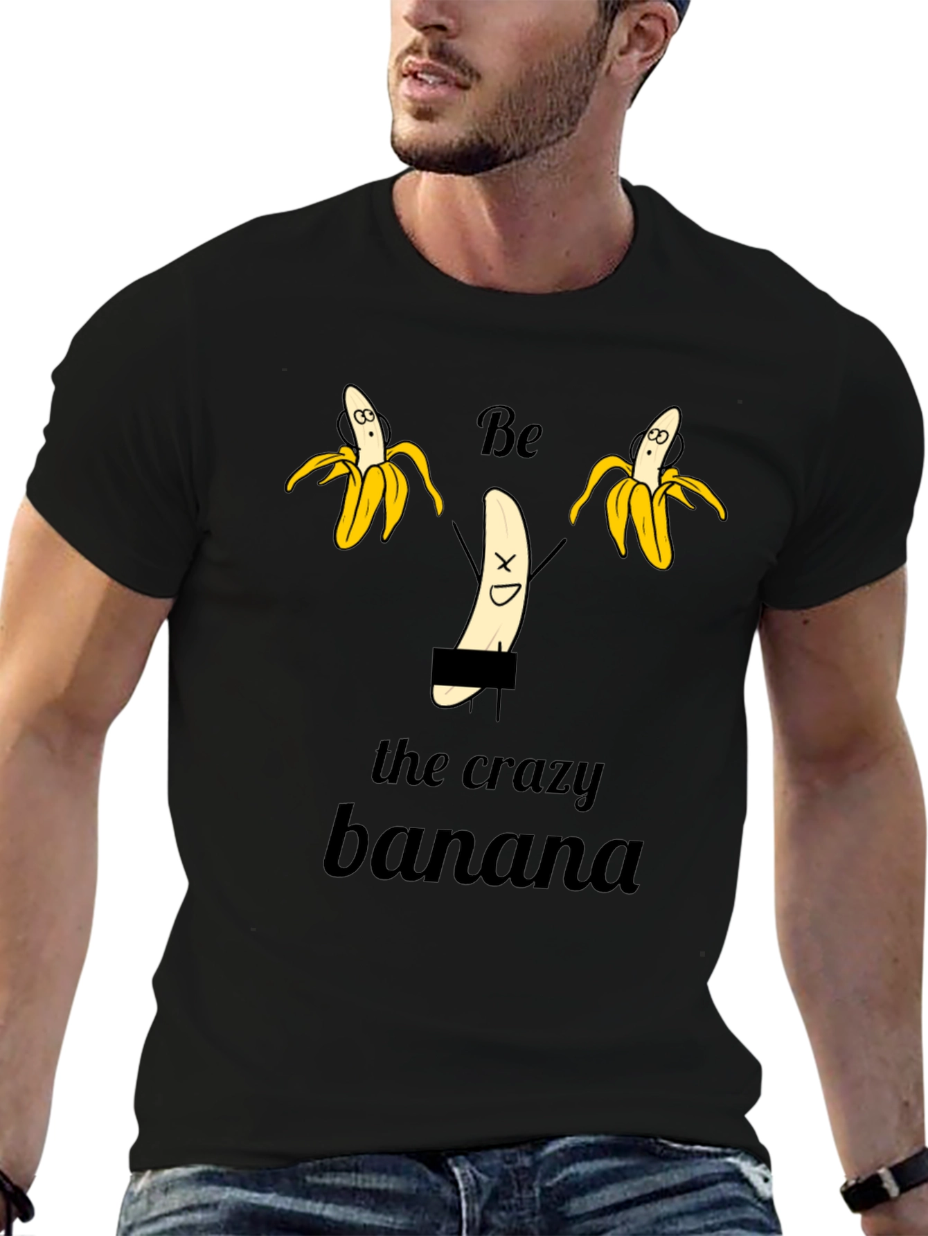 Crazy Banana Graphic T-Shirt - Unisex Black Tee